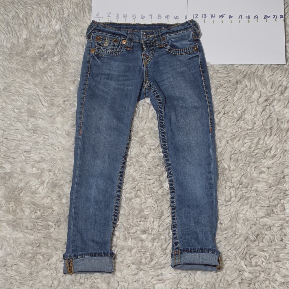 True Religion Women's "Old Multi Big T" Capri Jeans Size 23